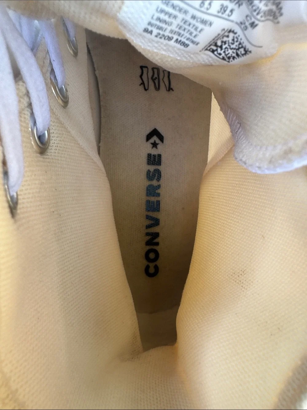 Converse White High Top Sneakers with Black Trim - Picture 11 of 14